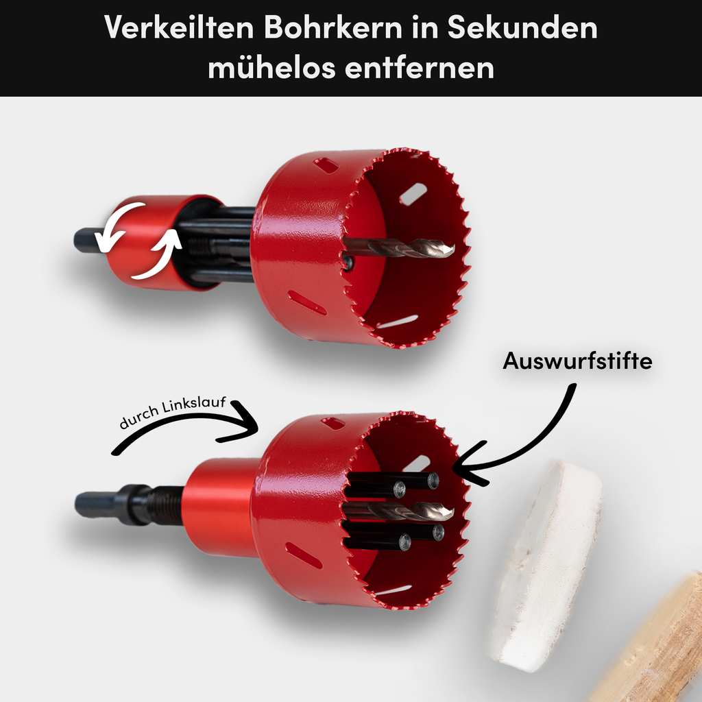 Lochmichel Auswurfstifte – Bohrkern fällt automatisch heraus
