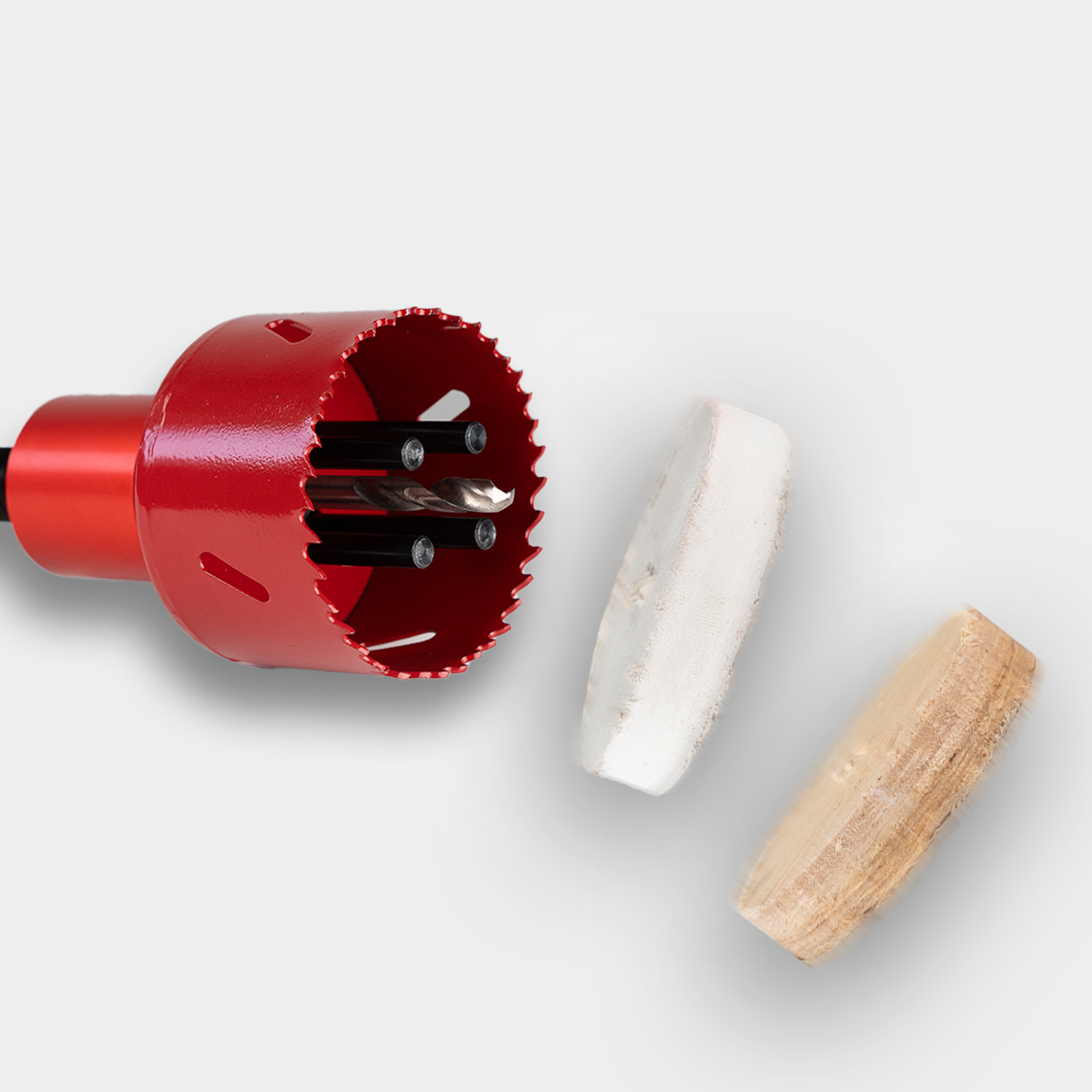 Demonstration der Auswurfstifte des Lochmichels beim herausdrücken des Bohrkerns