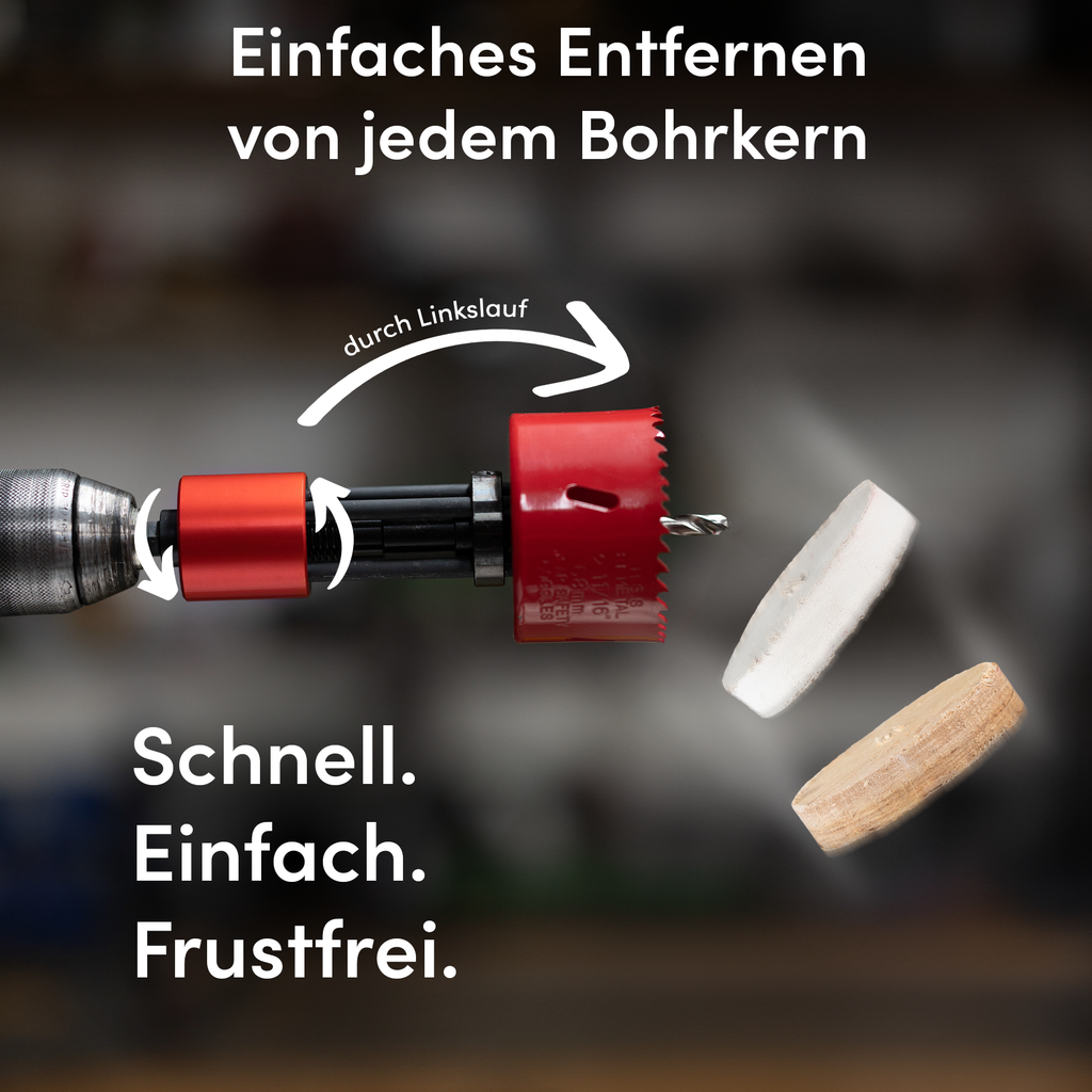 Lochmichel Auswurfmechanik – Bohrkern durch Linkslauf entfernen